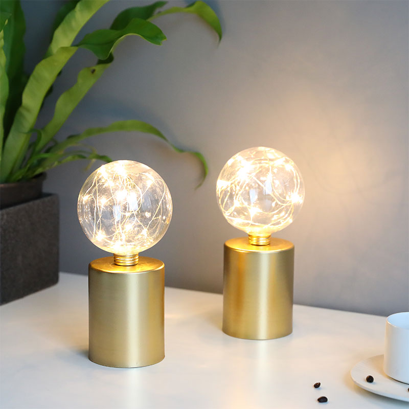 8" Tall Gold Battery Powered Table Lamp(Set of 2 )-2