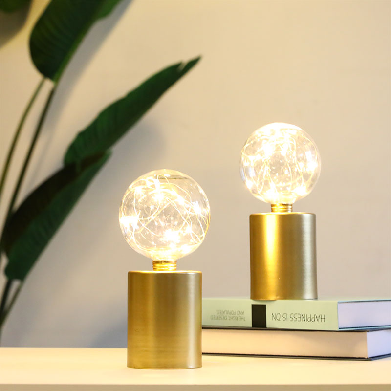 8" Tall Gold Battery Powered Table Lamp(Set of 2 )-3