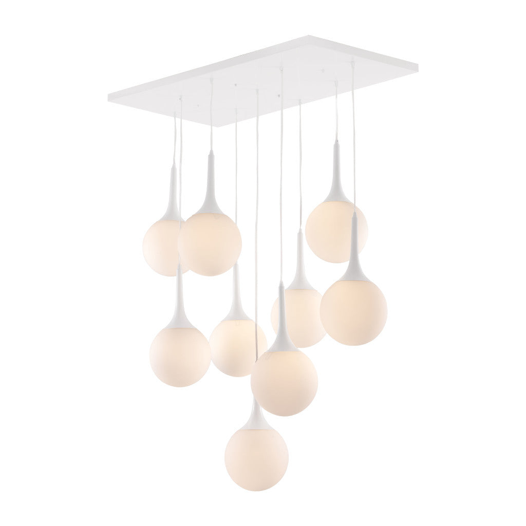 White Shaded Nine Light Metal Dimmable Ceiling Light-2