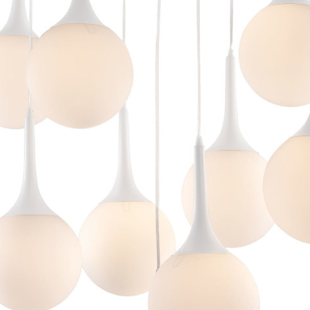 White Shaded Nine Light Metal Dimmable Ceiling Light-5