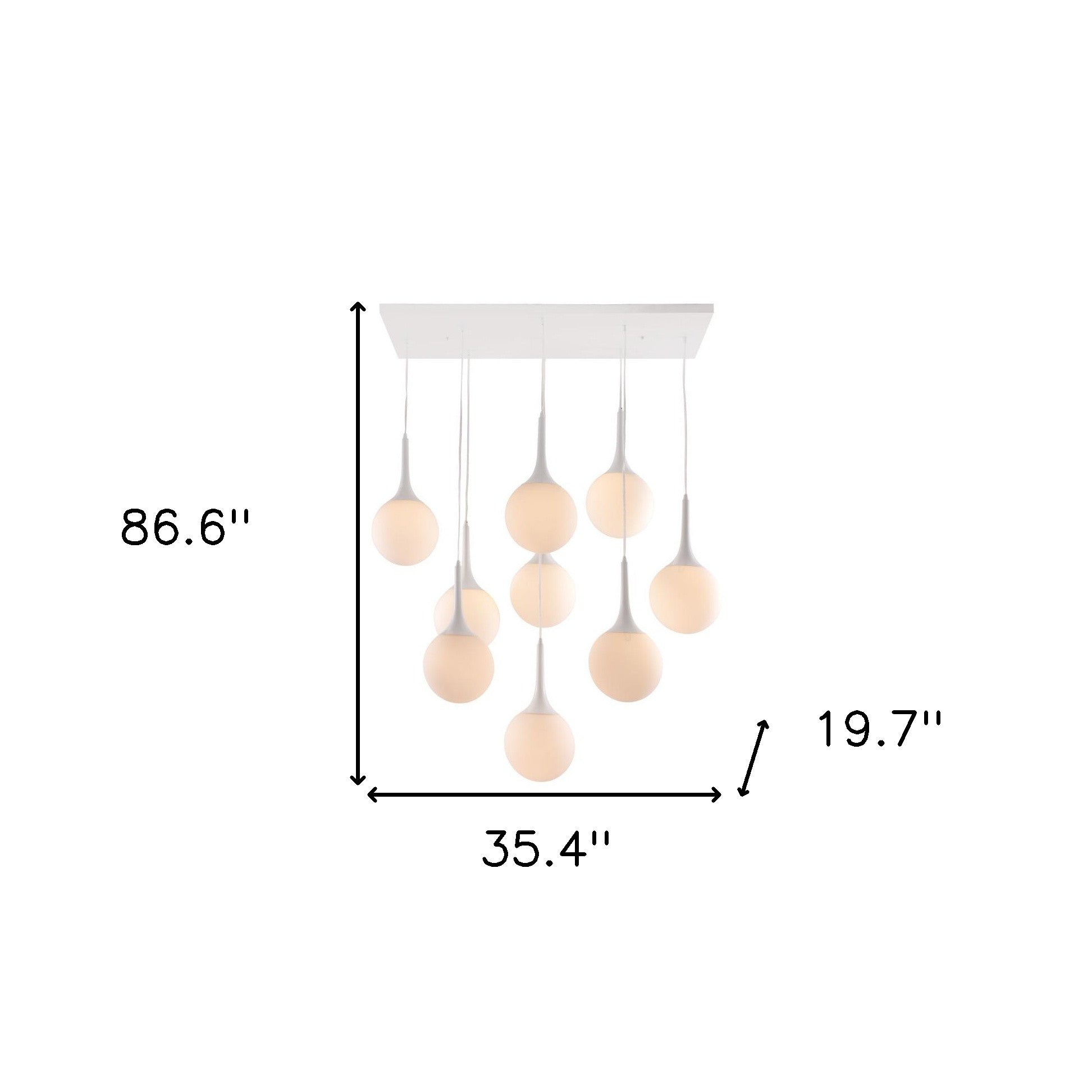White Shaded Nine Light Metal Dimmable Ceiling Light-7