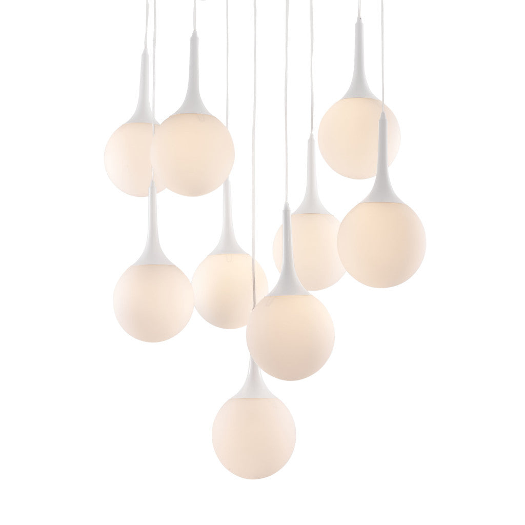 White Shaded Nine Light Metal Dimmable Ceiling Light-3