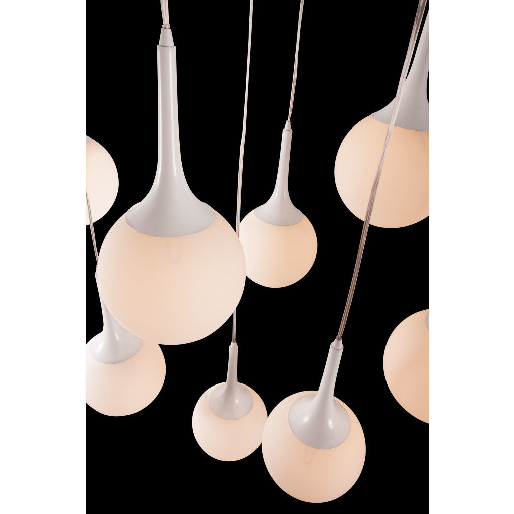 White Shaded Nine Light Metal Dimmable Ceiling Light-4