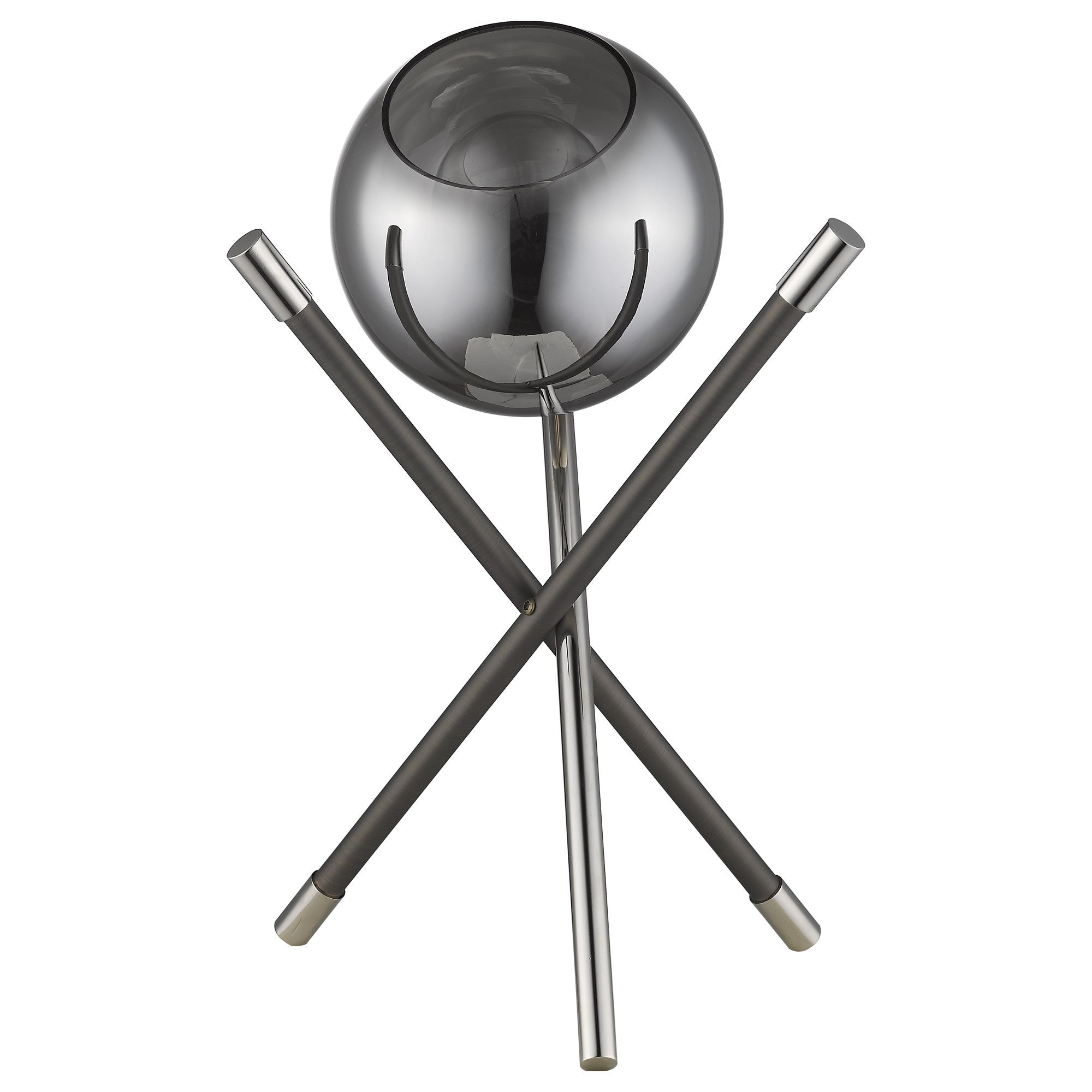 18" Black Metal Tripod Table Lamp With Nickel Globe Shade-1