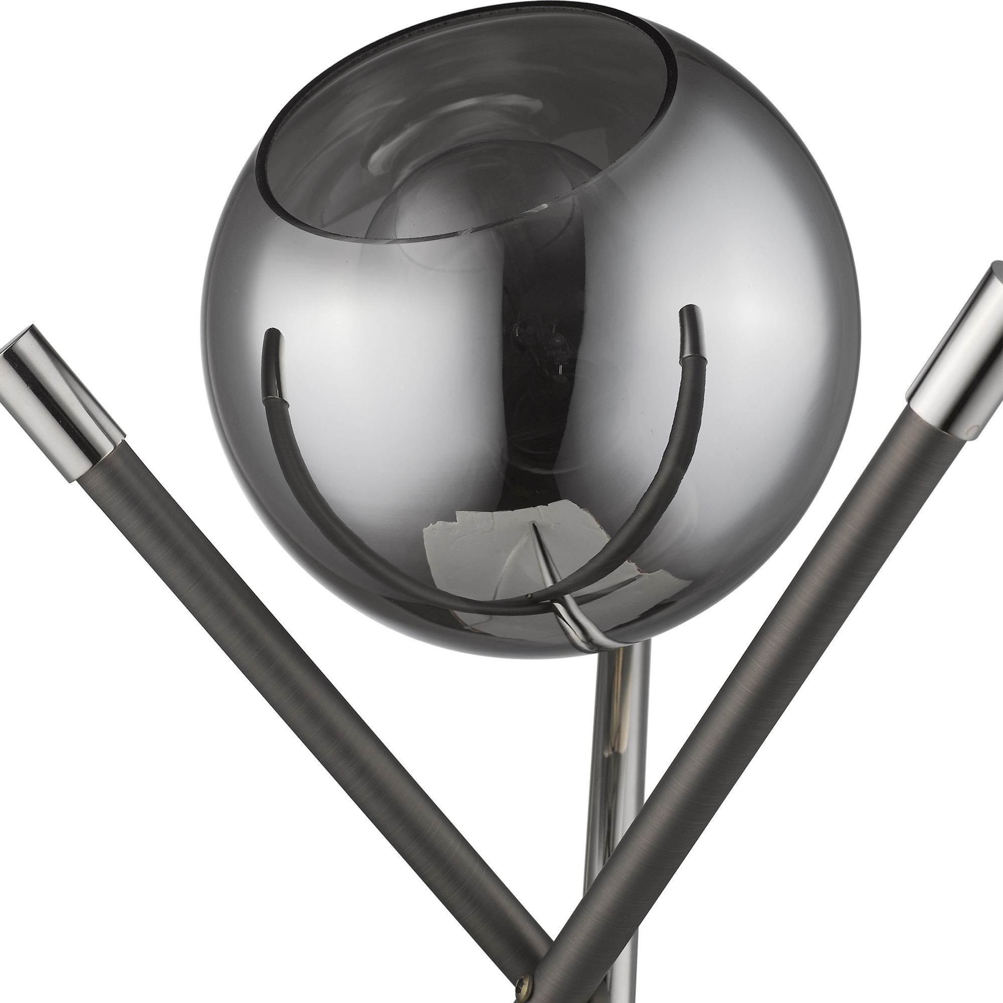 18" Black Metal Tripod Table Lamp With Nickel Globe Shade-5