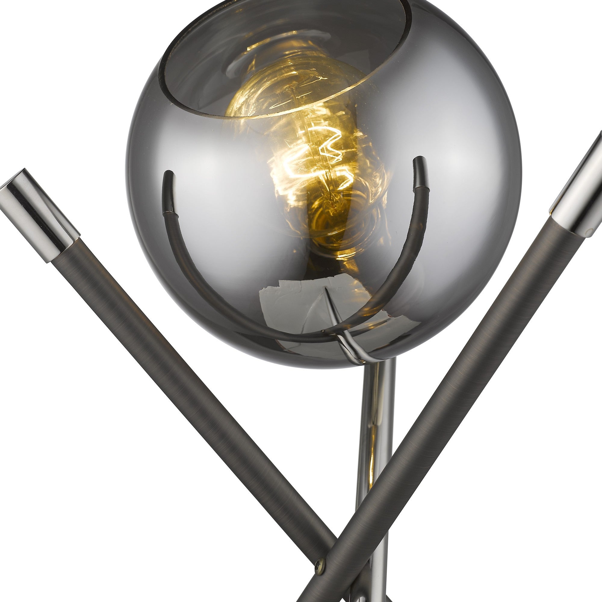 18" Black Metal Tripod Table Lamp With Nickel Globe Shade-6