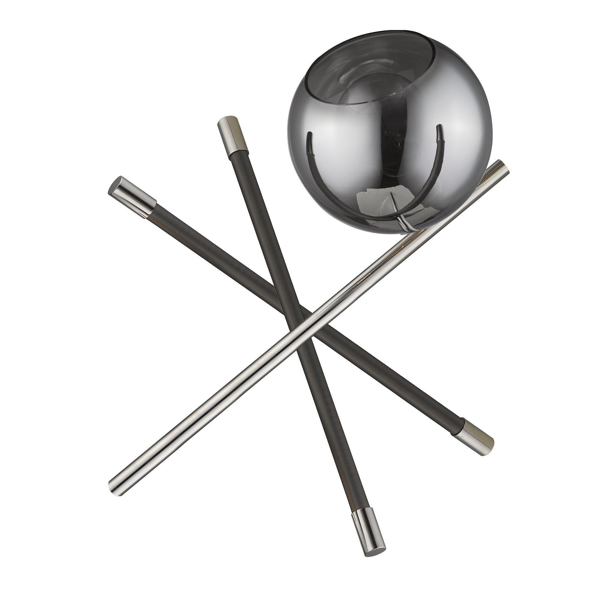 18" Black Metal Tripod Table Lamp With Nickel Globe Shade-4