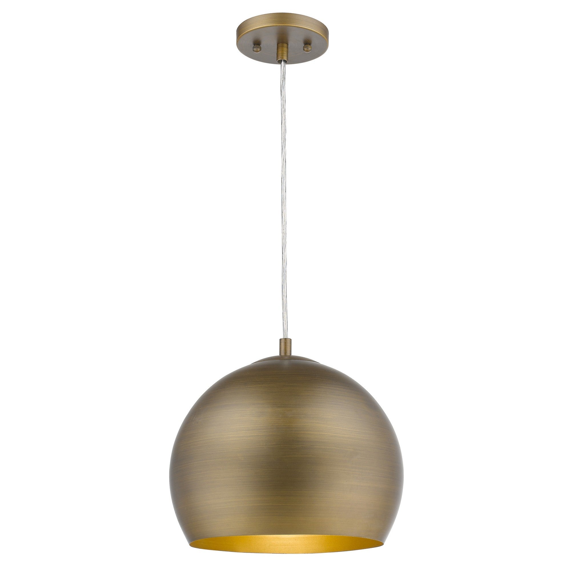 Latitude 1-Light Hand Painted Antique Gold Pendant With Gold Interior Shade-2