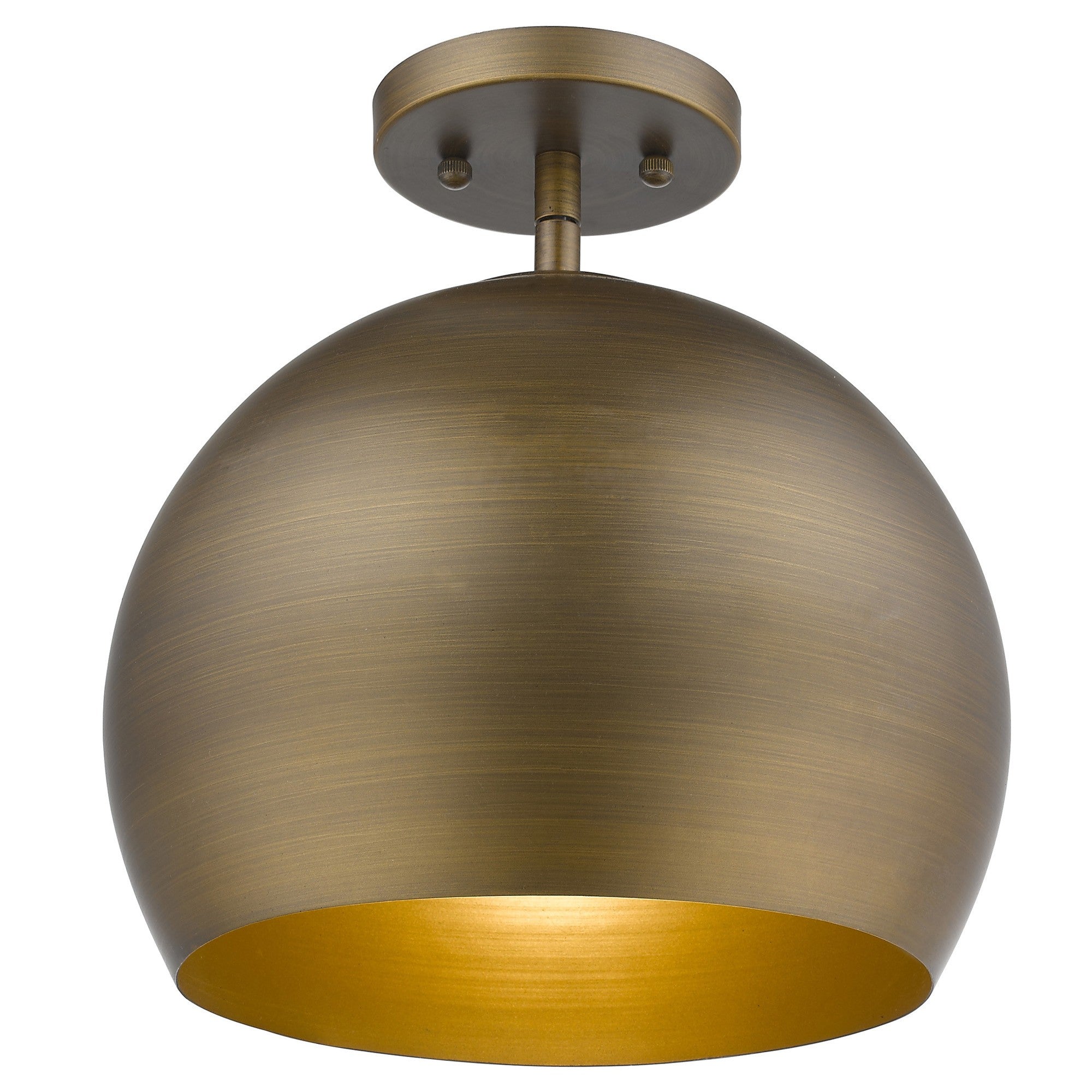 Latitude 1-Light Hand Painted Antique Gold Pendant With Gold Interior Shade-4