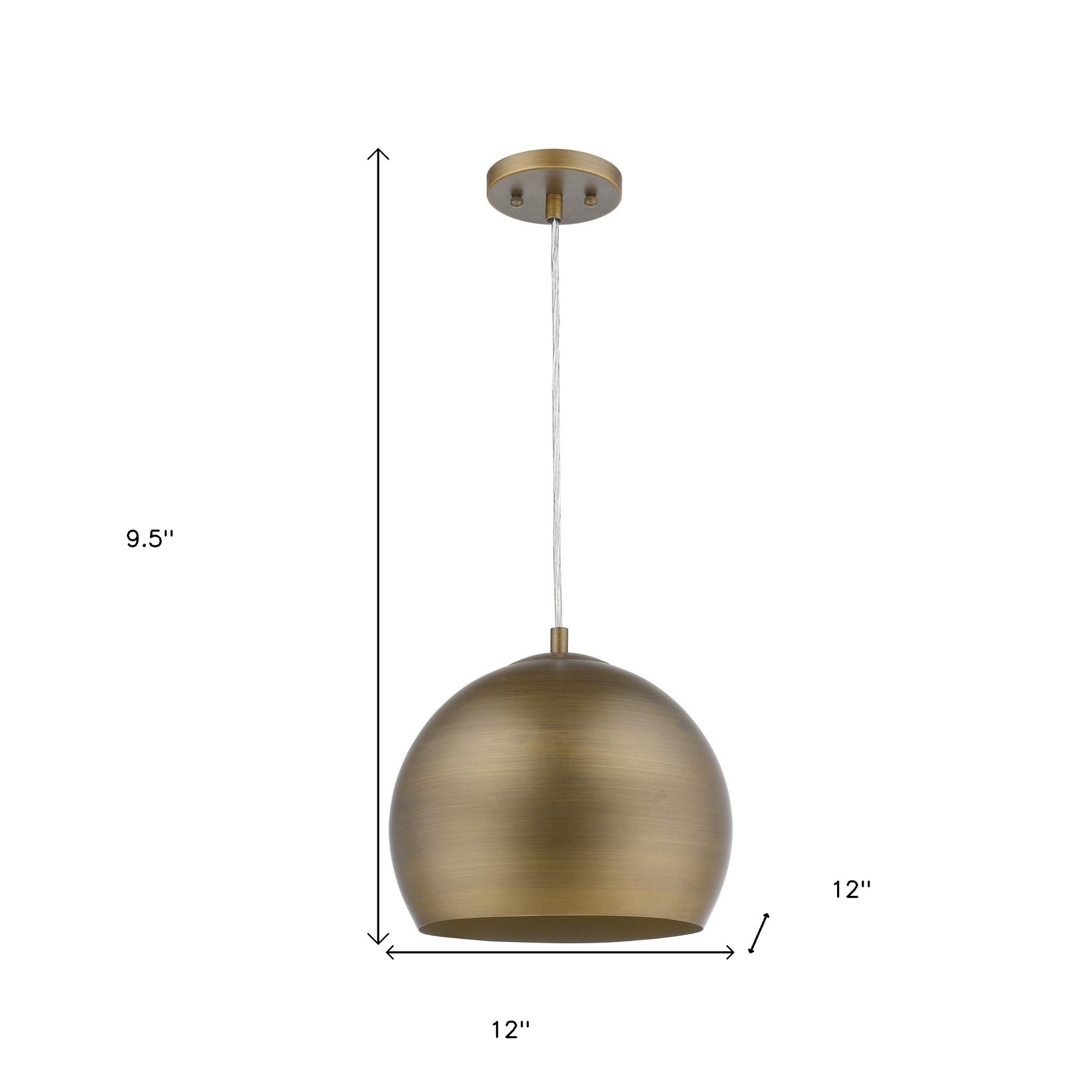 Latitude 1-Light Hand Painted Antique Gold Pendant With Gold Interior Shade-5