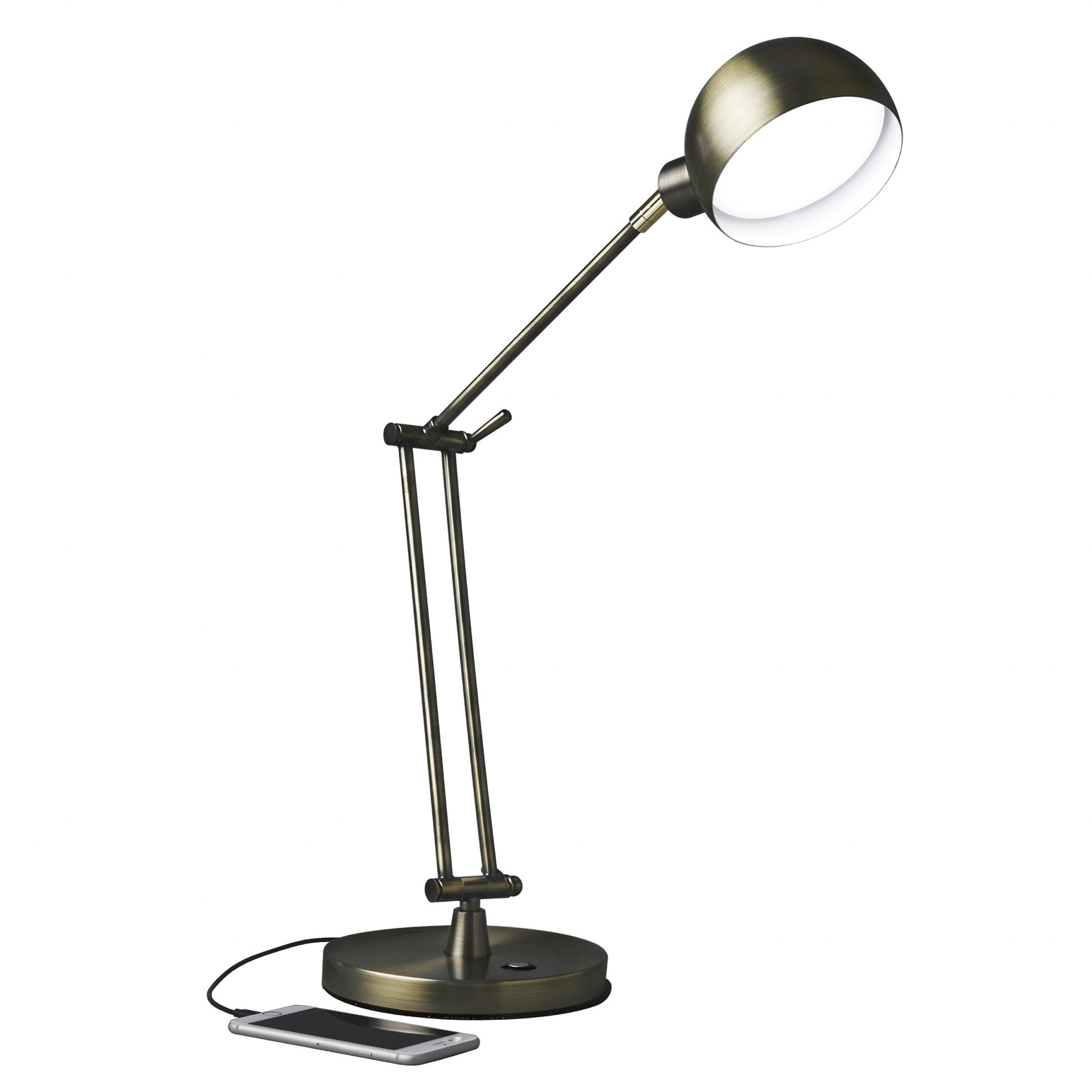 Shiny Satin Brass LED Adjustable Desk Lamp-1
