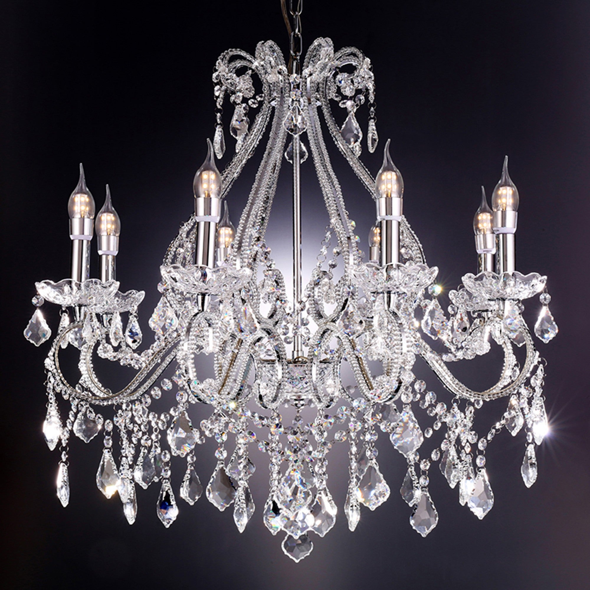 Candle Style Empire Eight Light Transparent Glass Led Ceiling Light-5
