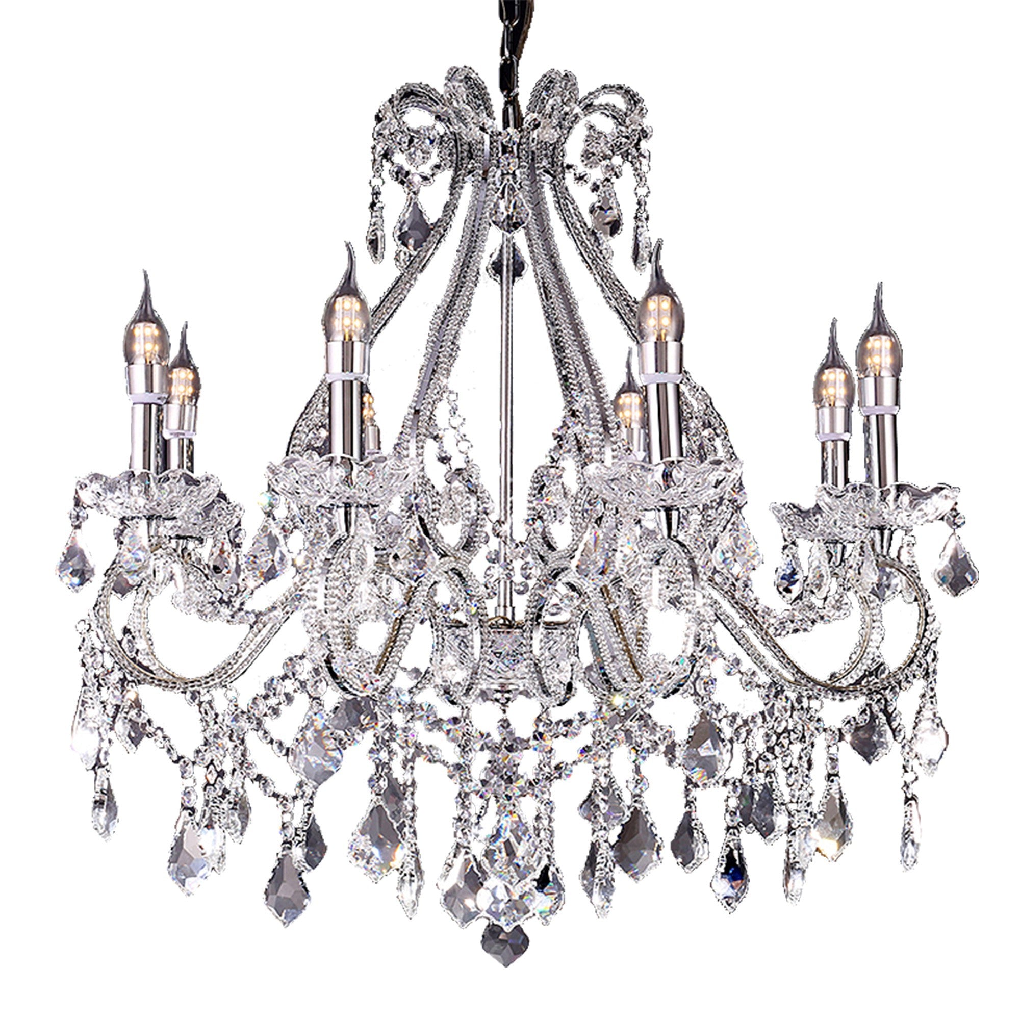 Candle Style Empire Eight Light Transparent Glass Led Ceiling Light-2