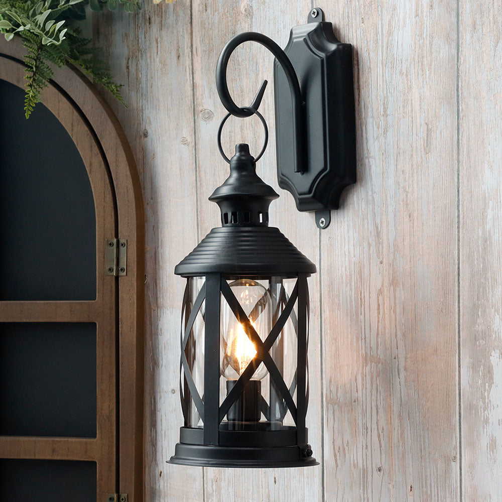 Battery Powered Metal Lamp 10'' TallHanging Lamps with Metal Hook (Black)-4
