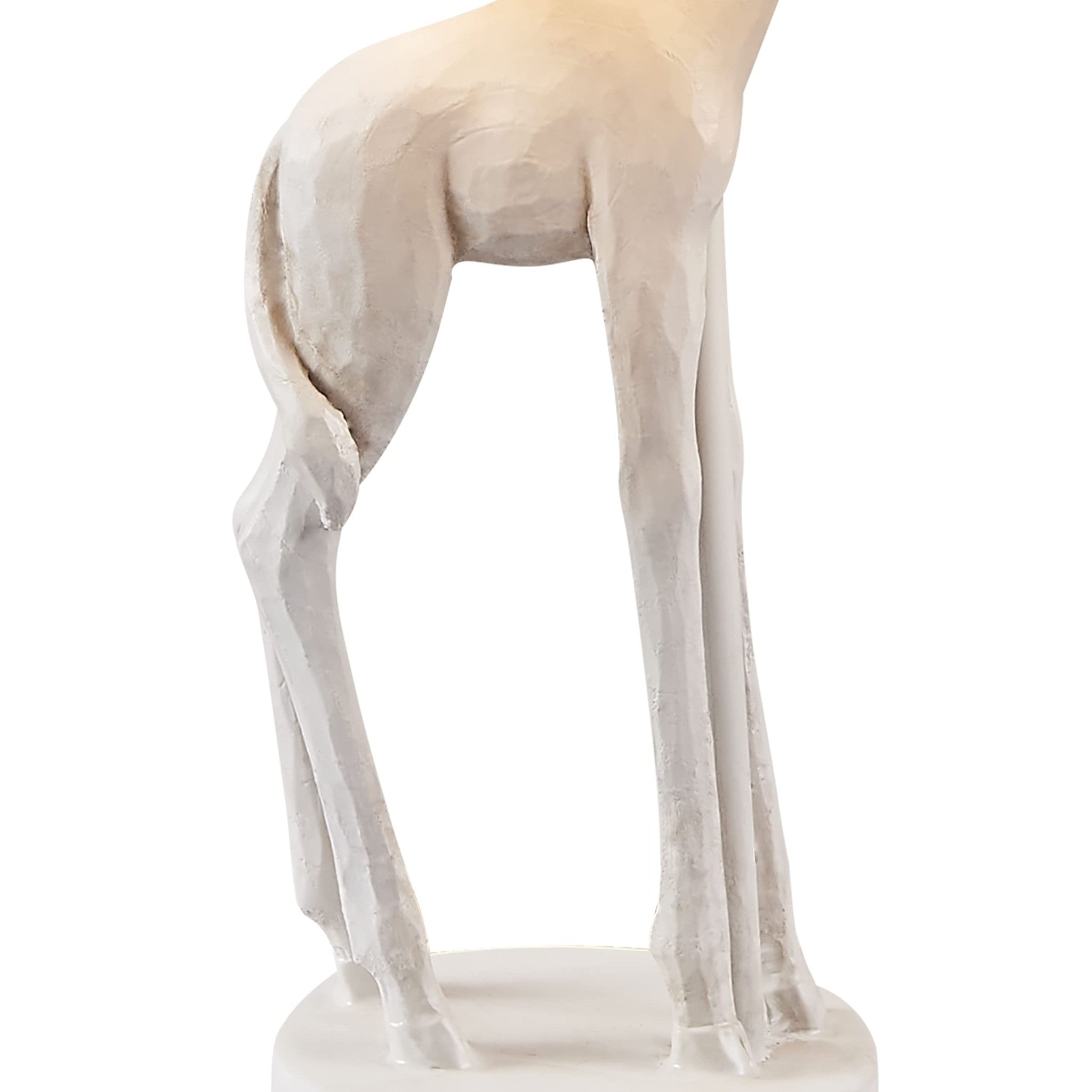 17" White Textured Giraffe Table Lamp With White Drum Shade-2
