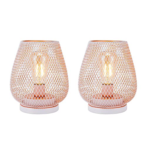 6.7'' Tall Metal Cage Shape Cordless Table Lamp Battery Lanterns (Set of 2)-3