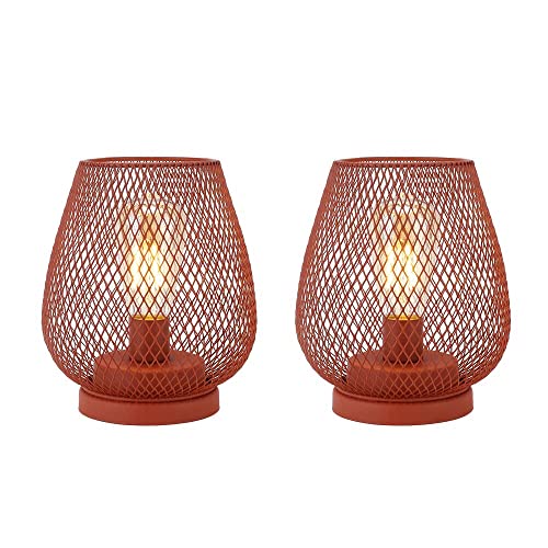 6.7'' Tall Metal Cage Shape Cordless Table Lamp Battery Lanterns (Set of 2)-2