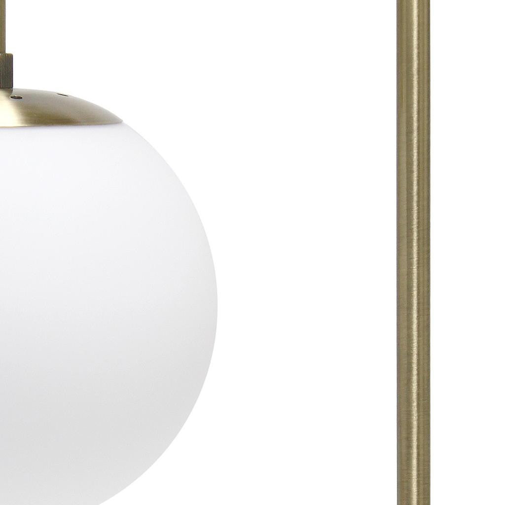 21" Antiqued Brass Metal Novelty Table Lamp With White Globe Shade-4