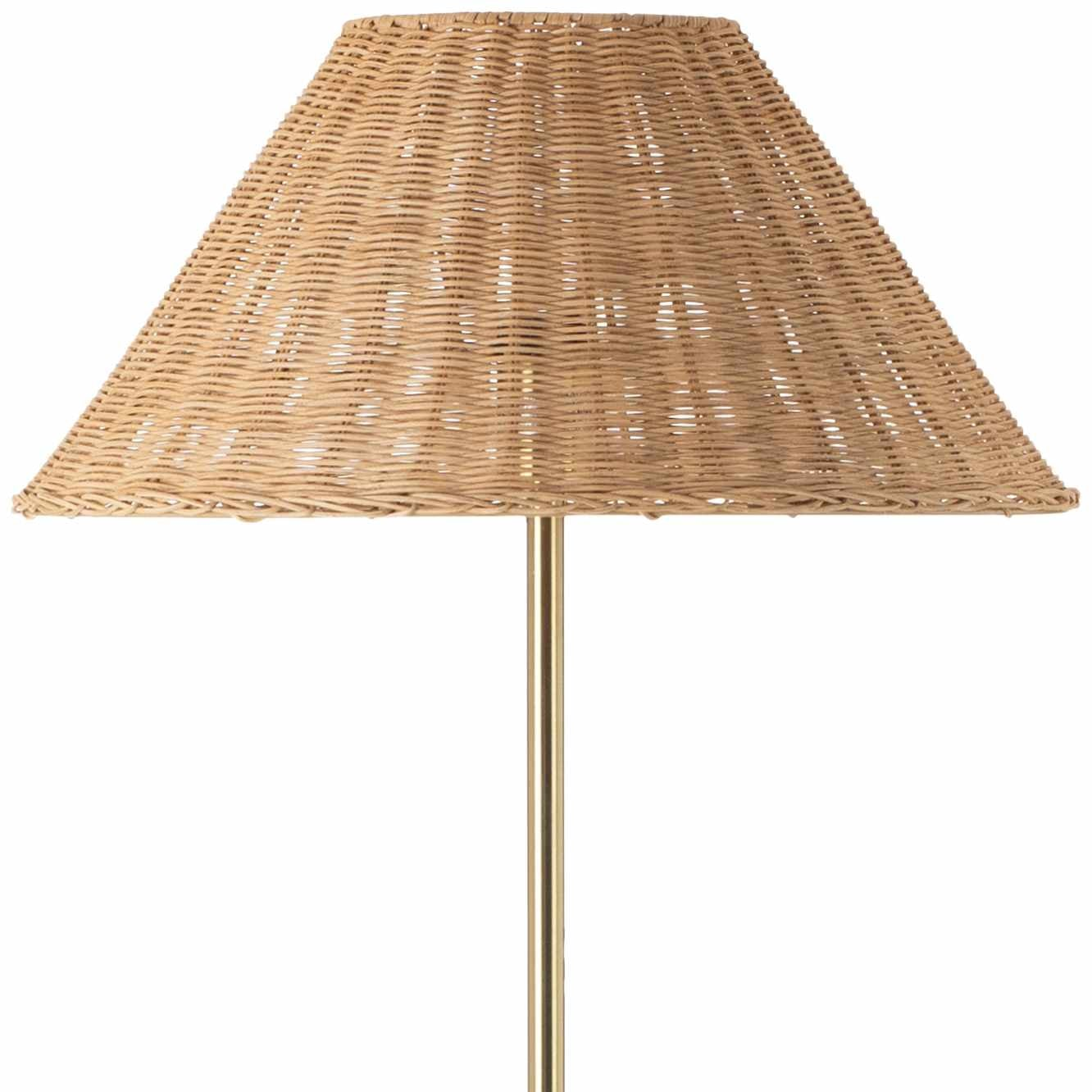Gornsdorf Rattan Floor Lamp – Traditional Accent Lighting with Brass Iron Base