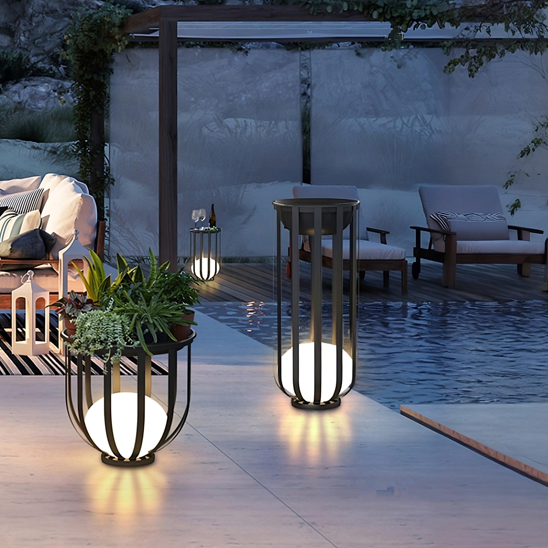 Outdoor Solar Power LED Plant Stand-4