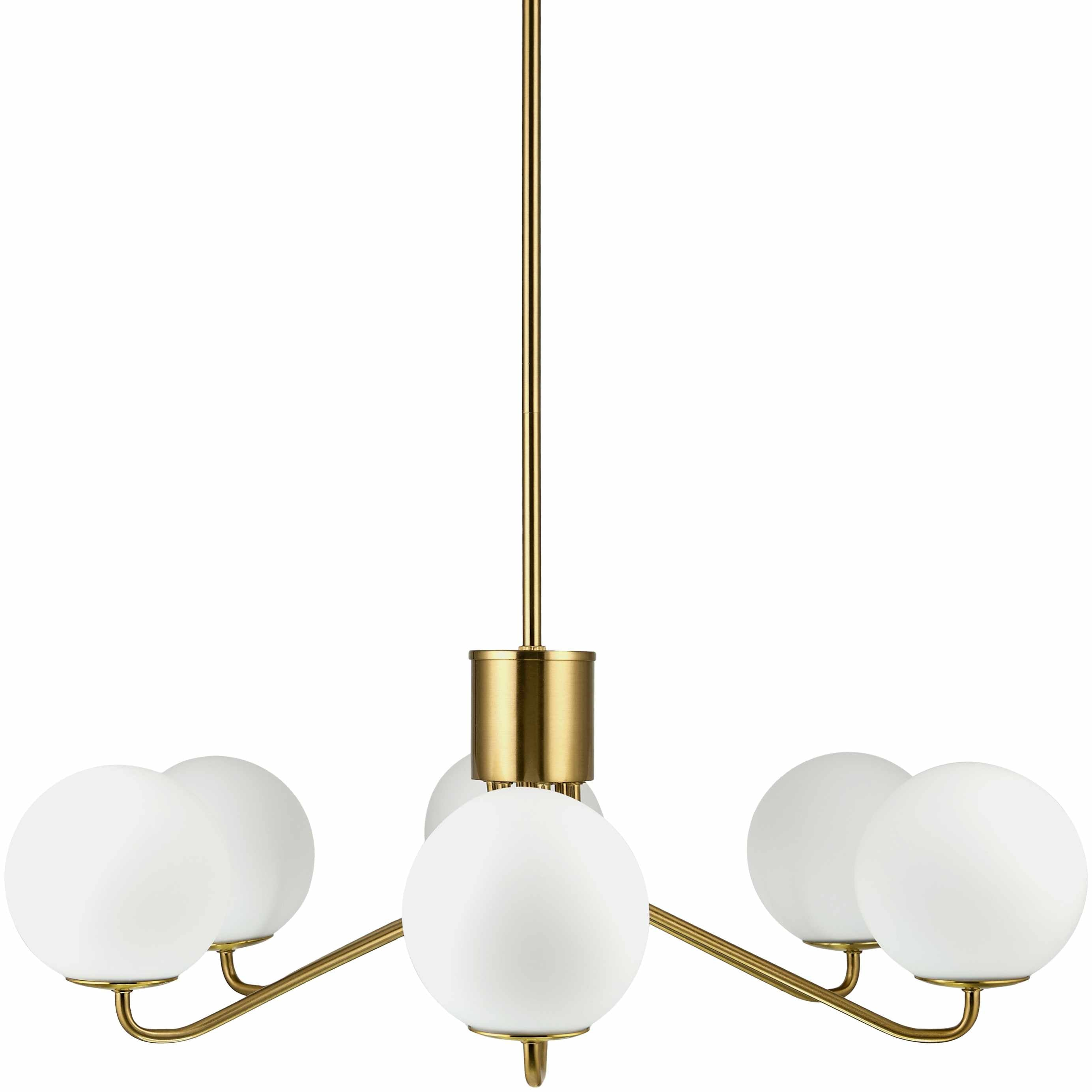 Quincieux Iron & Glass Chandelier – Traditional 6-Light Ceiling Fixture in Gold & White
