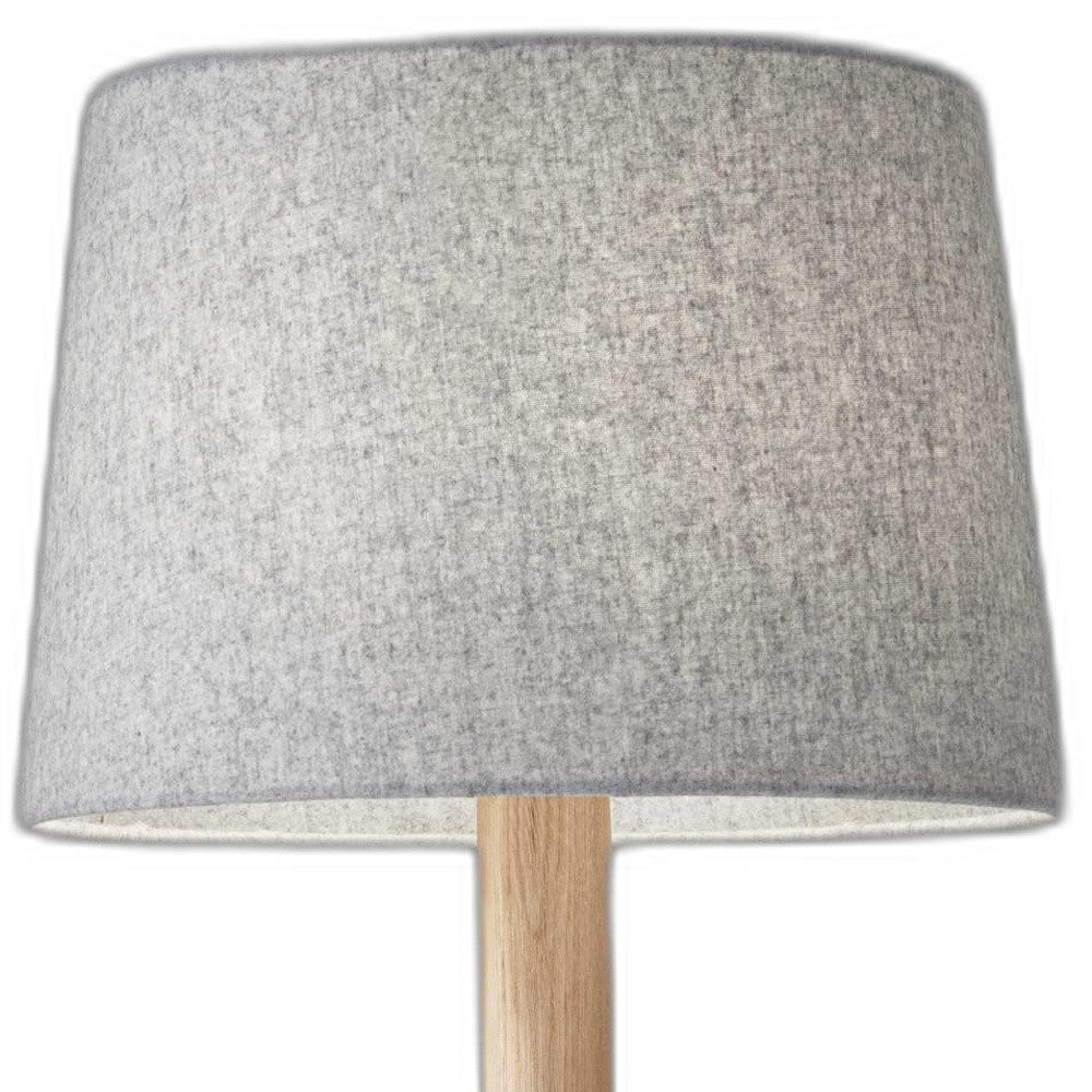 25" Natural Solid Wood Tripod Table Lamp With Gray Empire Shade-2