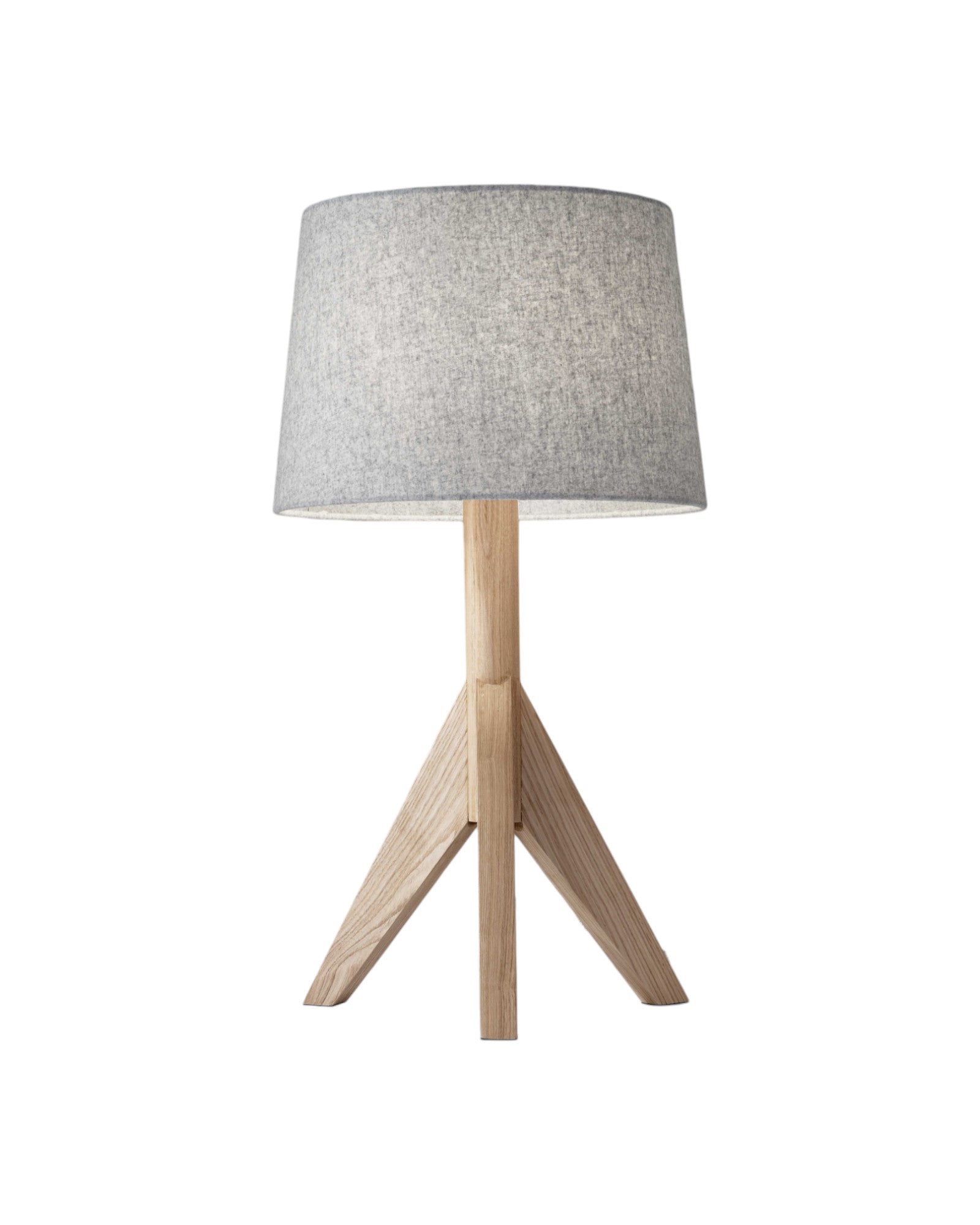 25" Natural Solid Wood Tripod Table Lamp With Gray Empire Shade-0