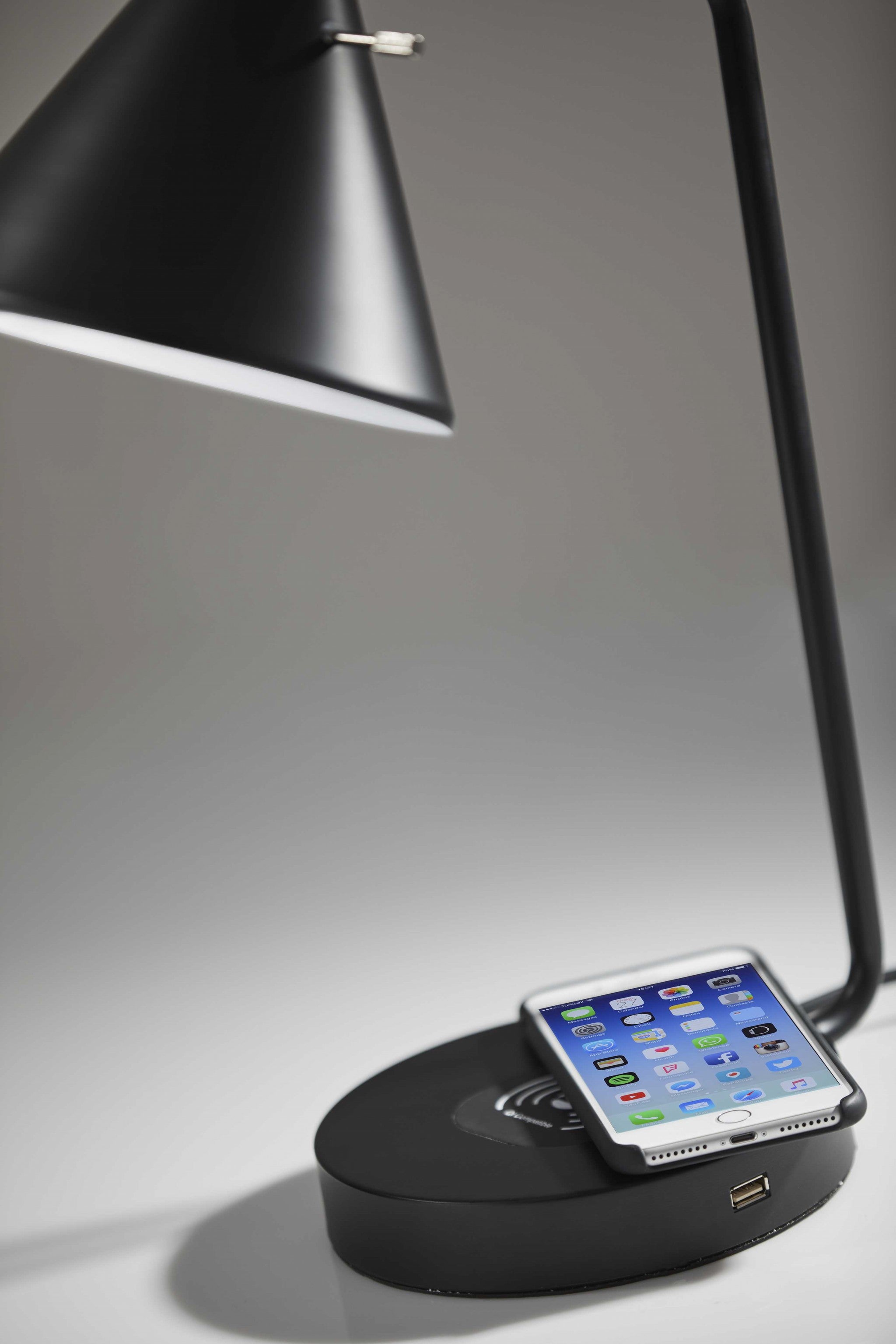 Asymmetrical Diabolo Black Metal Desk Lamp-5