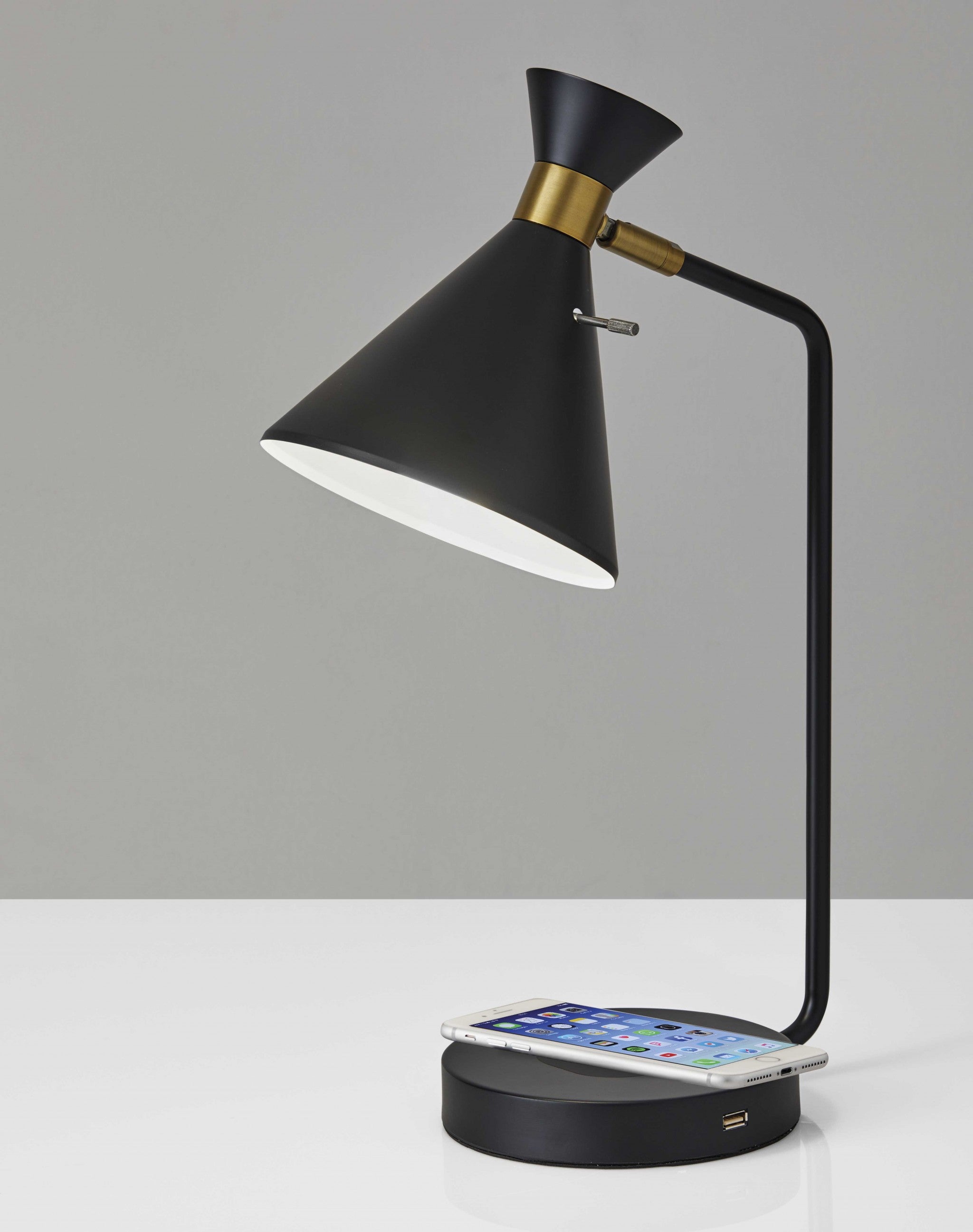 Asymmetrical Diabolo Black Metal Desk Lamp-6