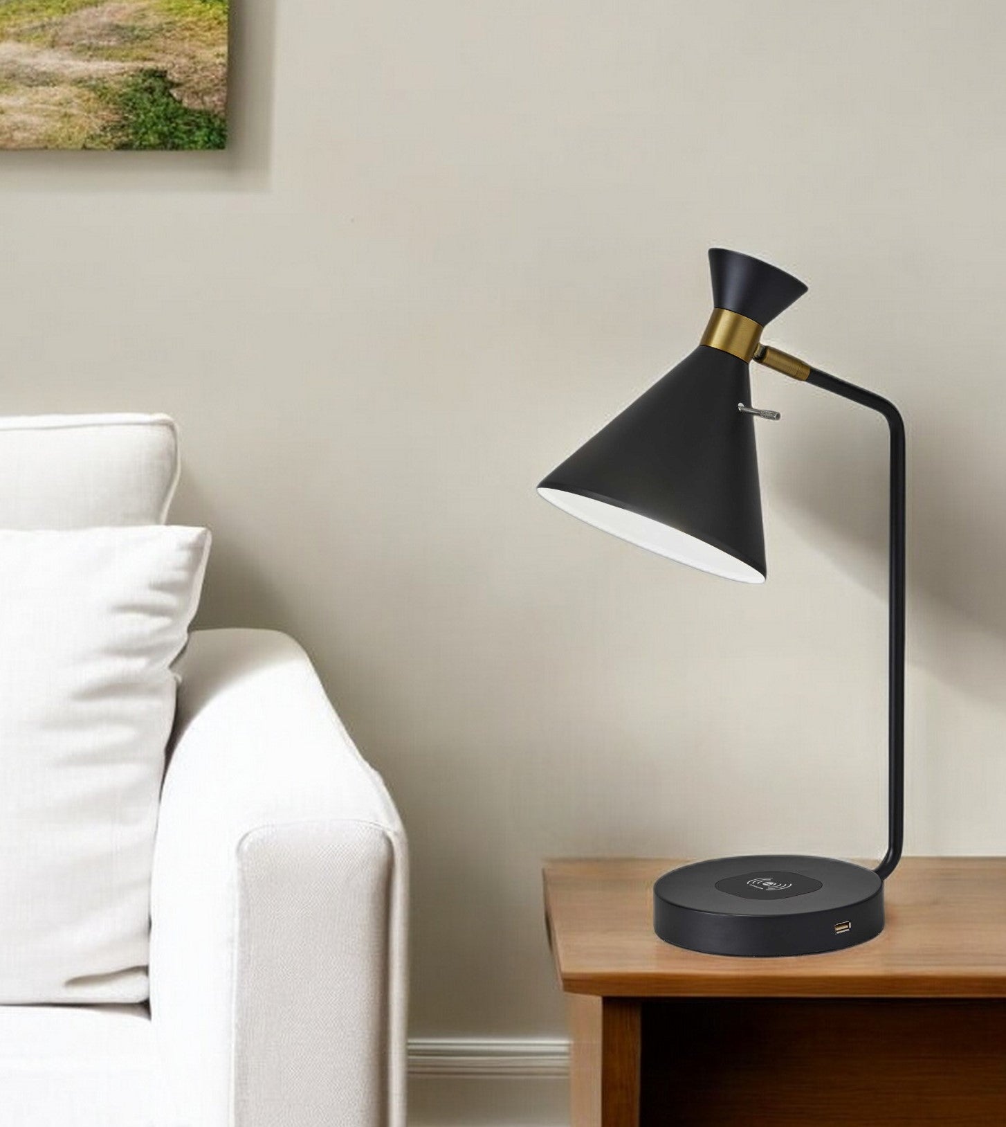 Asymmetrical Diabolo Black Metal Desk Lamp-0