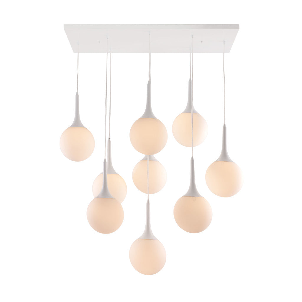 White Shaded Nine Light Metal Dimmable Ceiling Light-0