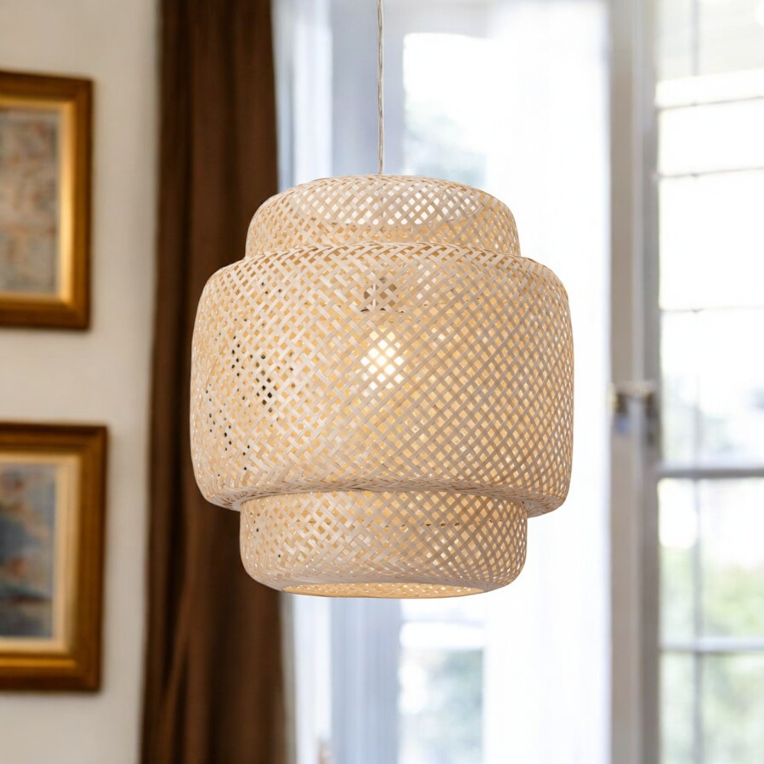 Natural Boho Weave Ceiling Lamp-0