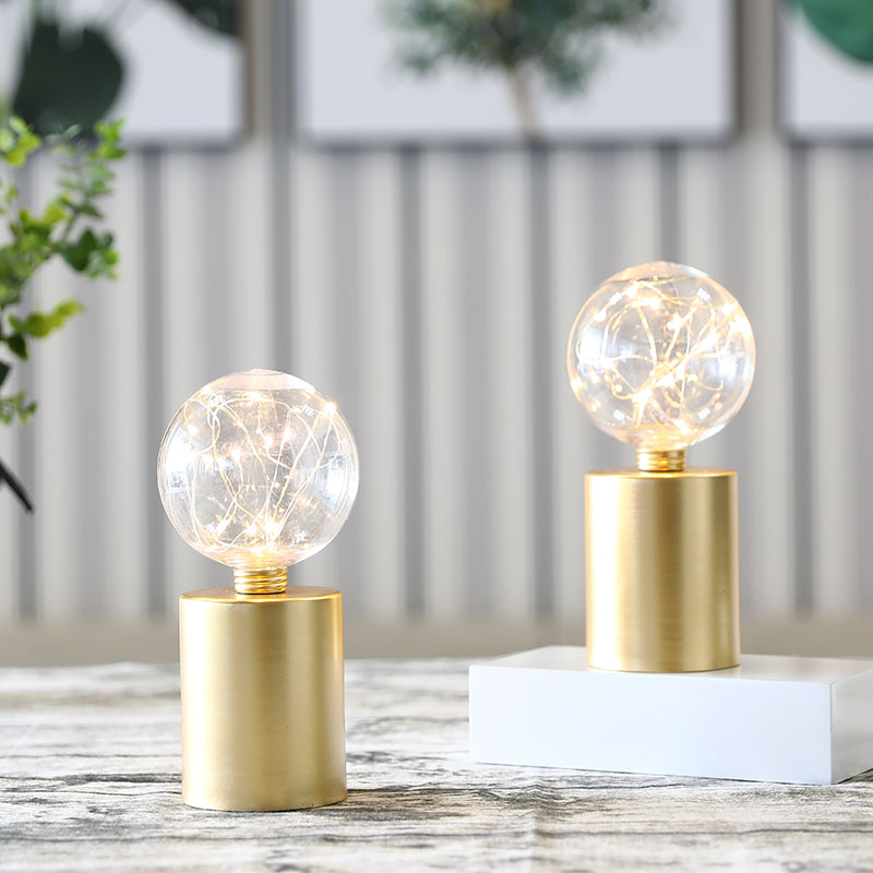 8" Tall Gold Battery Powered Table Lamp（Set of 2 ）-1