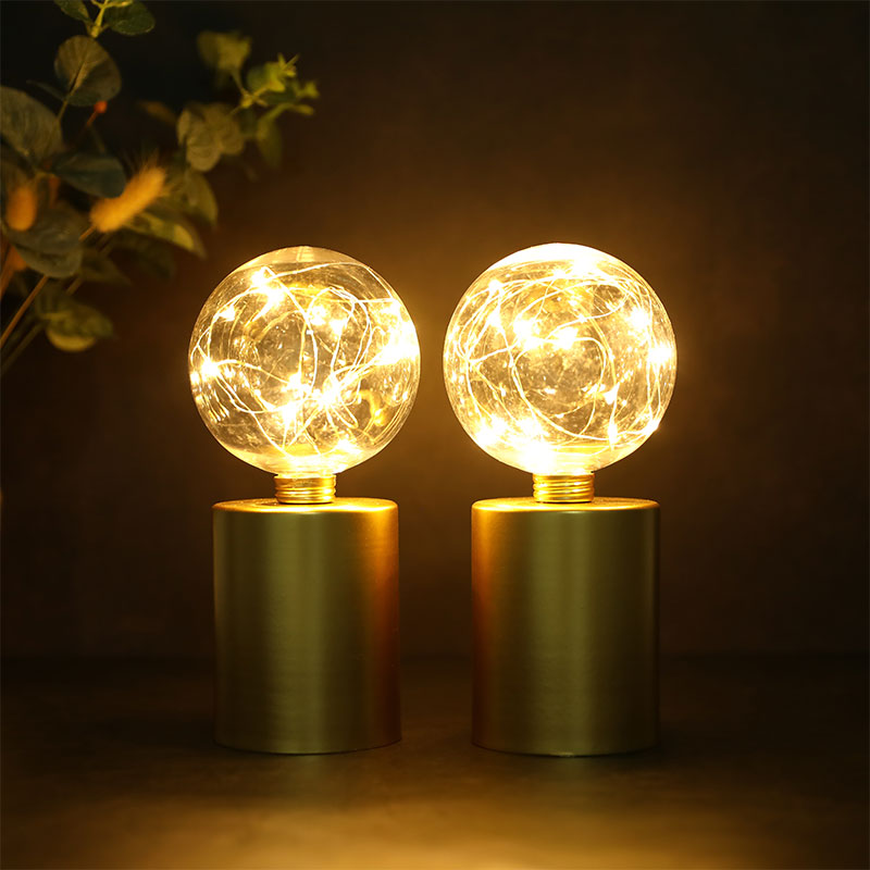8" Tall Gold Battery Powered Table Lamp（Set of 2 ）-0