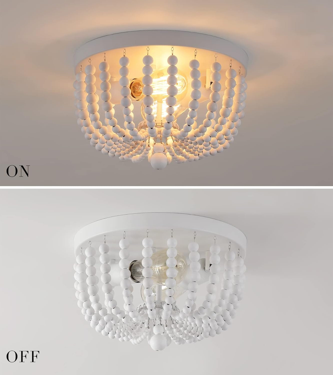 2-Light White Boho Chandelier Nursery Bedroom-1