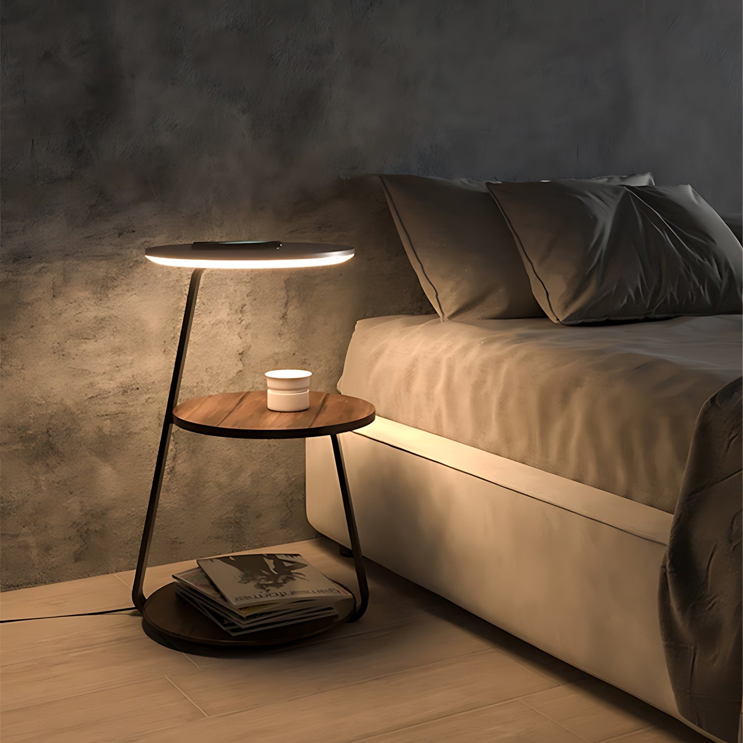 Smart Nightstand – Modern Nightstand with LED Light and Wireless Charging-0