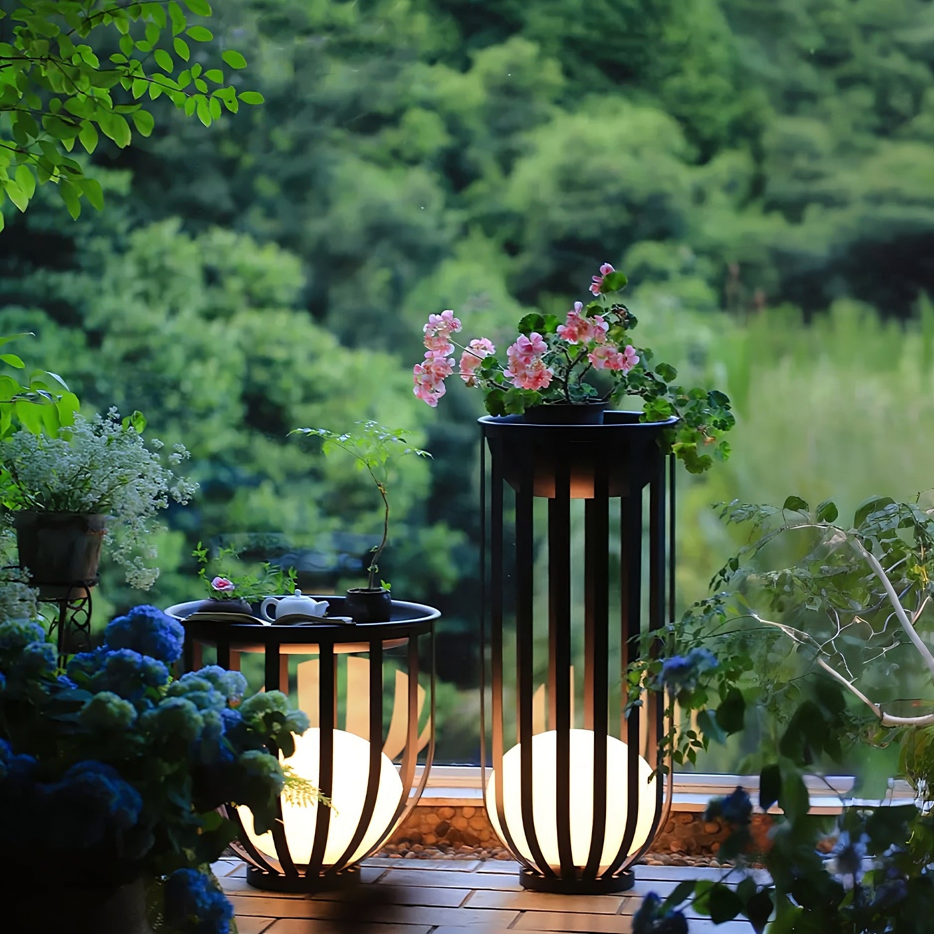 Outdoor Solar Power LED Plant Stand-0
