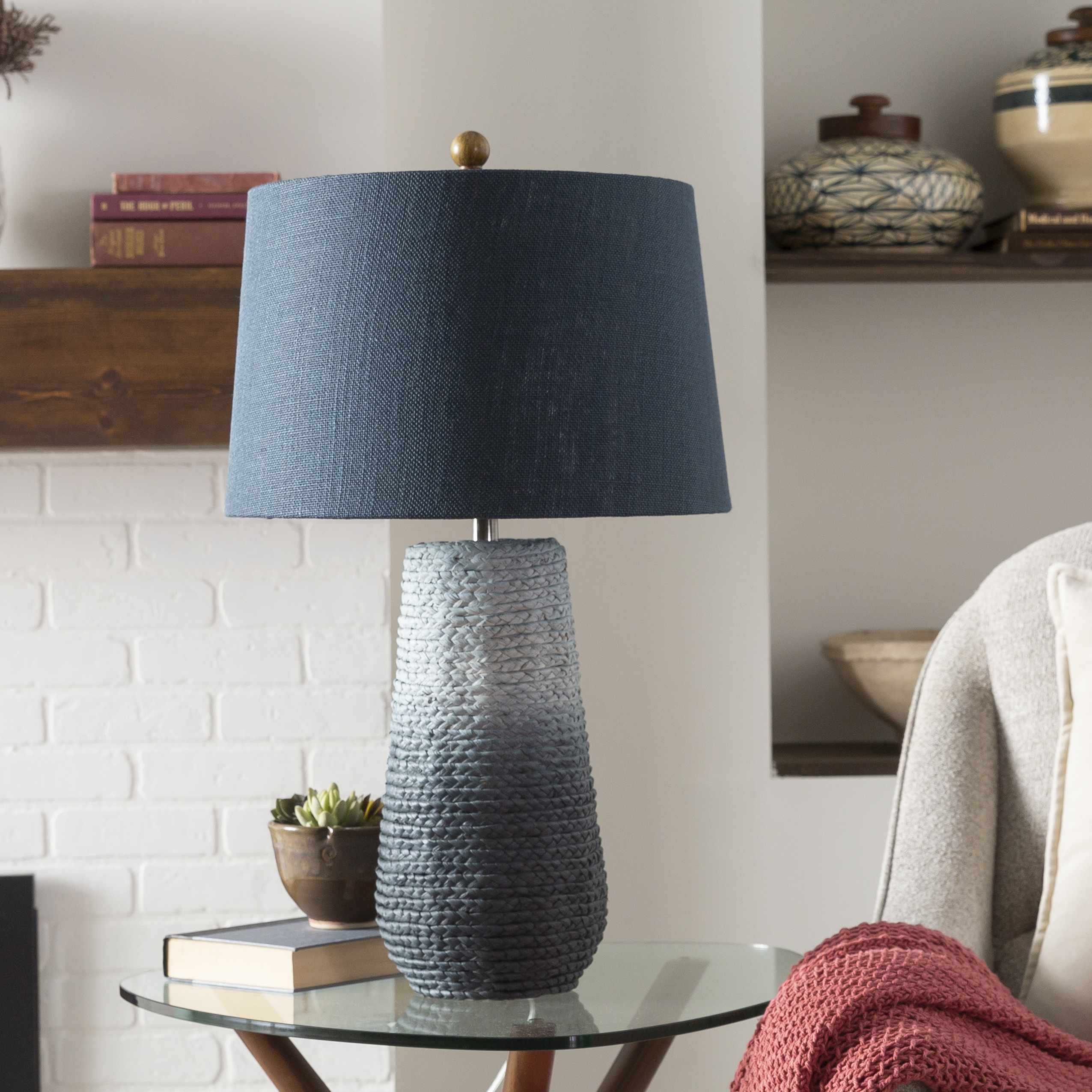 Dingras Pale Blue Jute Table Lamp-0